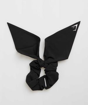 Akcesoria Damskie Gymshark Bow Scrunchie Czarne | LNUY94560