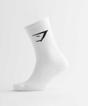 Akcesoria Damskie Gymshark Crew Socks 3pk Białe | HIDP35078