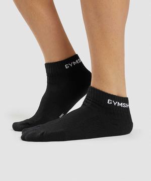 Akcesoria Damskie Gymshark Jacquard Quarter Socks 3pk Czarne | AMVF54321