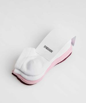 Akcesoria Damskie Gymshark Trainer Socks 3pk Bordowe Różowe Białe | FLTX02731