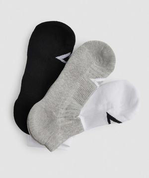 Akcesoria Damskie Gymshark Trainer Socks 3pk Białe Głęboka Szare Czarne | XAZJ78931