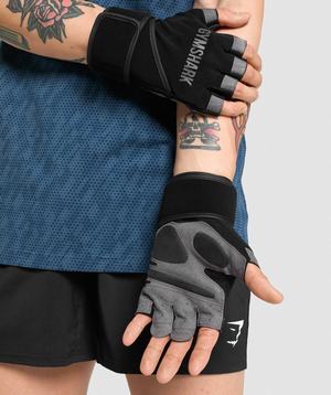 Akcesoria Damskie Gymshark Wrap Lifting Gloves Czarne | LSFC26897