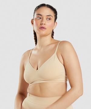 Bielizny Damskie Gymshark Seamless Low Neck Bralette Głęboka Brązowe | EYMV52748