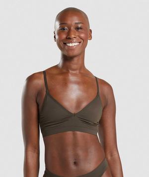 Bielizny Damskie Gymshark Seamless Low Neck Bralette Brązowe | QOPW86150