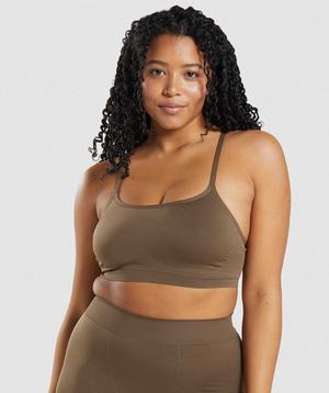 Bielizny Damskie Gymshark Seamless Scoop Neck Bralette Brązowe | BRHX58629