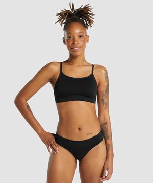 Bielizny Damskie Gymshark Seamless Scoop Neck Bralette- Black Czarne | CAJL50648