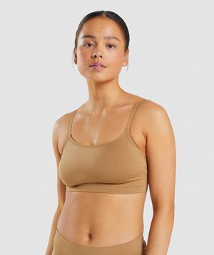 Bielizny Damskie Gymshark Seamless Scoop Neck Bralette Głęboka Brązowe | ICDV23187