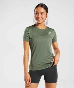 Koszulki Damskie Gymshark Treningowe Oliwkowe | GFOP69850