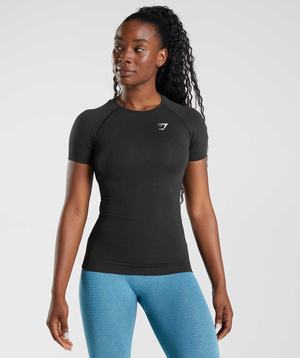 Koszulki Damskie Gymshark Vital Seamless 2.0 Czarne | GKTJ16784