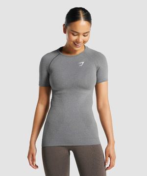 Koszulki Damskie Gymshark Vital Seamless 2.0 Szare | LNSW25489