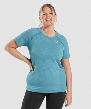 Koszulki Damskie Gymshark Vital Seamless 2.0 Light Turkusowe | MEPT49732