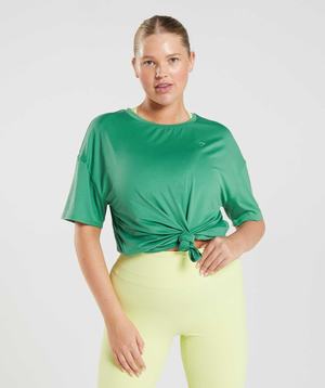 Koszulki Damskie Gymshark Whitney Oversized Zielone | OQMF73628