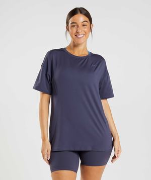 Koszulki Damskie Gymshark Whitney Oversized Indygo Granatowe | YBPJ52918