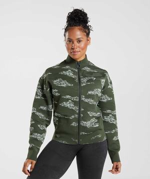 Kurtka Damskie Gymshark Adapt Camo Seamless Track Oliwkowe Zielone | ANIC60872