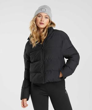 Kurtka Damskie Gymshark Puffer Czarne | EITR48361