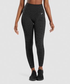 Legginsy Damskie Gymshark Adapt Animal Seamless Czarne | BSCY90648