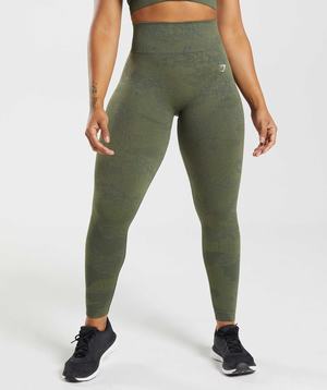 Legginsy Damskie Gymshark Adapt Camo Seamless Oliwkowe Oliwkowe | DPFI36057