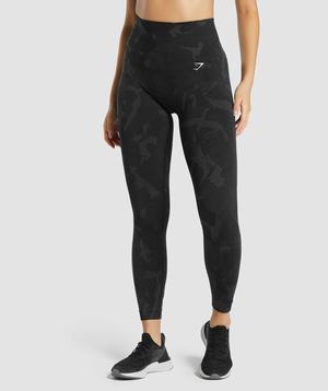 Legginsy Damskie Gymshark Adapt Camo Seamless Czarne | LOSV20316