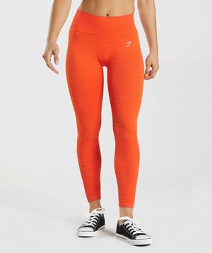 Legginsy Damskie Gymshark Adapt Marl Seamless Czerwone Pomarańczowe | COYQ03264