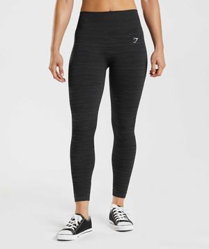 Legginsy Damskie Gymshark Adapt Marl Seamless Czarne Szare | MTIB13697