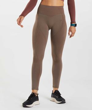 Legginsy Damskie Gymshark Apex Seamless Brązowe Różowe Brązowe | FPIH04728