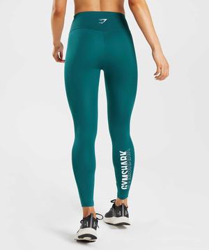 Legginsy Damskie Gymshark Fraction Turkusowe | JCXR92756