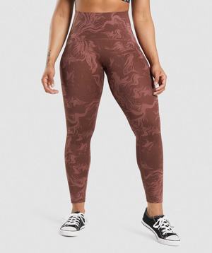 Legginsy Damskie Gymshark GS Power High Rise Różowe Brązowe | XRJH80134