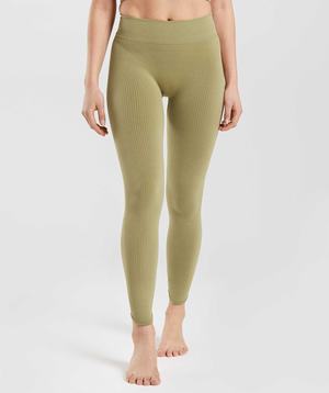 Legginsy Damskie Gymshark Pause Seamless Zielone | XVLY73096