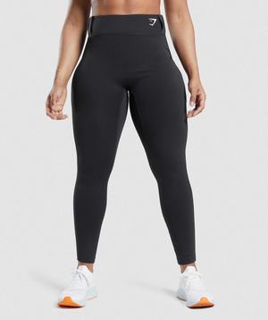 Legginsy Damskie Gymshark Sportowe Czarne | FKYJ81765