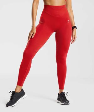 Legginsy Damskie Gymshark Sweat Seamless Sculpt Czerwone | BYLA10934