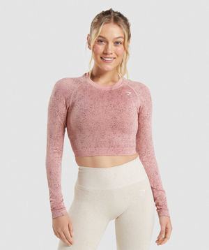 Najfatalniejszy Damskie Gymshark Adapt Fleck Seamless Long Sleeve Crop Różowe | FLWI47916