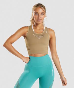 Najfatalniejszy Damskie Gymshark Energy Seamless Crop Brązowe | DQGH12569