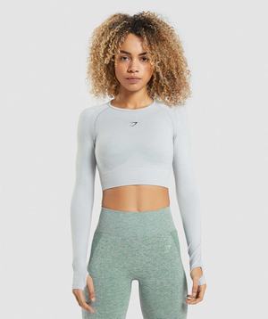 Najfatalniejszy Damskie Gymshark Flex Sports Long Sleeve Crop Głęboka Szare | HFOB78513