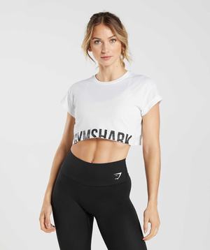 Najfatalniejszy Damskie Gymshark Fraction Crop Białe | GFKT61492