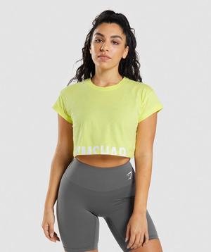 Najfatalniejszy Damskie Gymshark Fraction Crop Zielone | IHVY58362