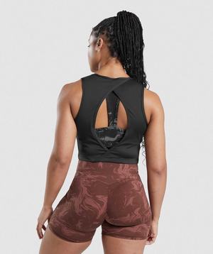 Najfatalniejszy Damskie Gymshark GS Power Open Back Cropped Czarne | HVQK57213