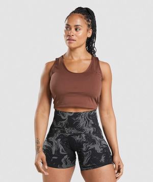 Najfatalniejszy Damskie Gymshark GS Power Open Back Cropped Różowe Brązowe | VKEG69483