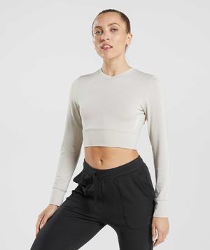 Najfatalniejszy Damskie Gymshark Pause Open Back Long Sleeve Crop Szare | UQLX63810