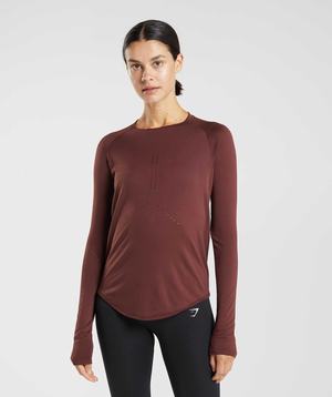 Najfatalniejszy Damskie Gymshark Sweat Seamless Long Sleeve Bordowe | JXLZ03975