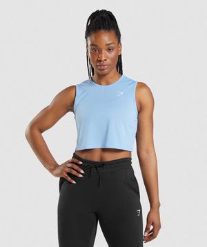 Najfatalniejszy Damskie Gymshark Treningowe Crop Niebieskie | EFOX72534