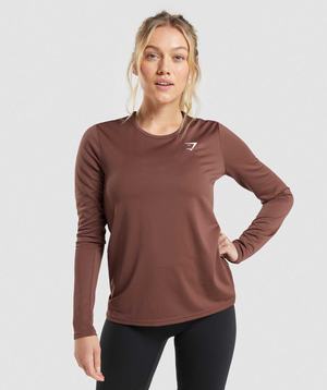 Najfatalniejszy Damskie Gymshark Treningowe Long Sleeve Różowe Brązowe | LOUW36584