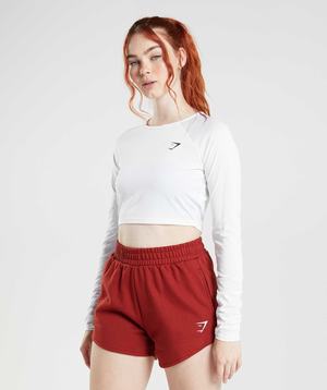 Najfatalniejszy Damskie Gymshark Treningowe Long Sleeve Crop Białe | ORWB69857