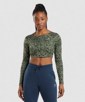 Najfatalniejszy Damskie Gymshark Treningowe Long Sleeve Crop Zielone | RKSY65714