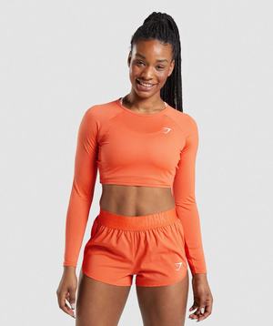 Najfatalniejszy Damskie Gymshark Treningowe Long Sleeve Crop Pomarańczowe | VOQP12854