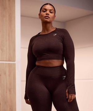 Najfatalniejszy Damskie Gymshark Vital Seamless 2.0 Crop Różowe Brązowe | GJTD56207