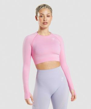 Najfatalniejszy Damskie Gymshark Vital Seamless 2.0 Crop Różowe | HGJP98267