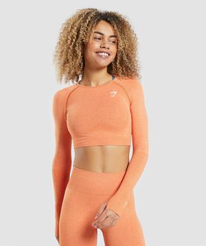 Najfatalniejszy Damskie Gymshark Vital Seamless 2.0 Long Sleeve Crop Morelowe Pomarańczowe | MWNR53172