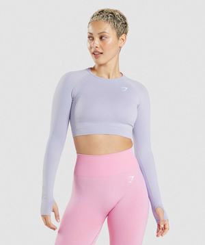 Najfatalniejszy Damskie Gymshark Vital Seamless 2.0 Crop Niebieskie | PBDE67940