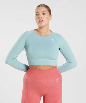 Najfatalniejszy Damskie Gymshark Vital Seamless 2.0 Crop Niebieskie | PXZO32478