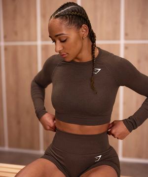 Najfatalniejszy Damskie Gymshark Vital Seamless 2.0 Crop Beżowe | RUXL63854